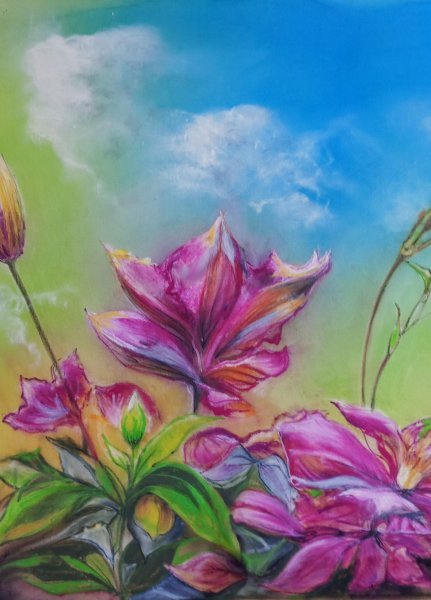 Additional view 2: Impressionism Flower Painting The Happy Family by painter Davide Rodoquino ink canvas 