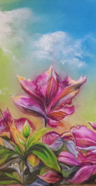 Additional view 3: Impressionism Flower Painting The Happy Family by painter Davide Rodoquino ink canvas 