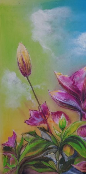 Additional view 4: Impressionism Flower Painting The Happy Family by painter Davide Rodoquino ink canvas 