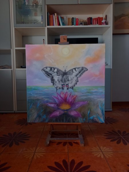 Additional view 4: Impressionism Flower Painting Autumn Harmony by painter Davide Rodoquino ink canvas 