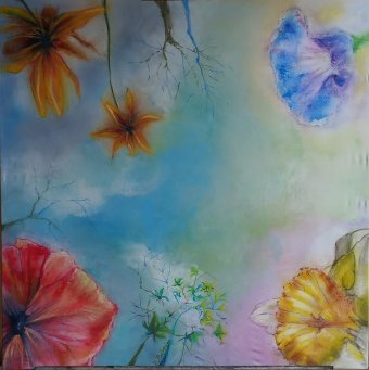 Painting "Looking towards the sky" by painter Davide Rodoquino ink canvas at Jose Art Gallery