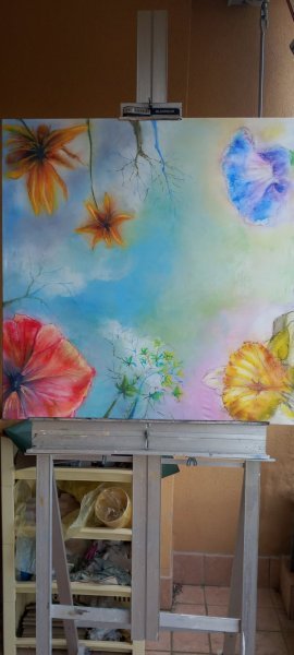 Additional view 1: Impressionism Flower Painting Looking towards the sky by painter Davide Rodoquino ink canvas 