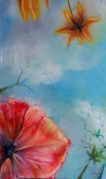 Additional view 2: Impressionism Flower Painting Looking towards the sky by painter Davide Rodoquino ink canvas 