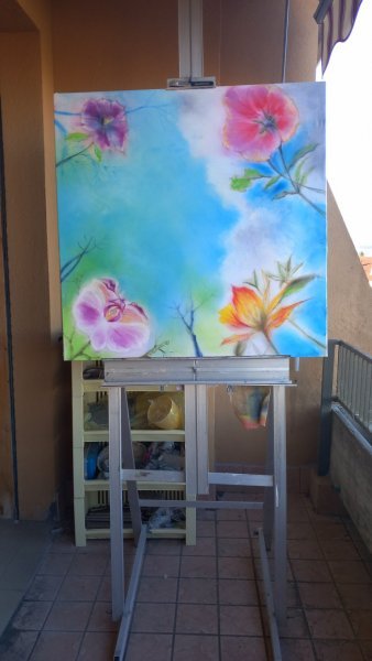 Additional view 1: Impressionism Flower Painting Looking towards the sky by painter Davide Rodoquino ink canvas 