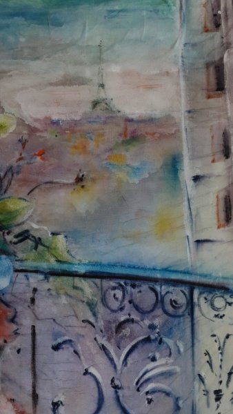 Additional view 3: Impressionism Cityscapes Painting Terrace in Paris by painter Davide Rodoquino ink canvas 