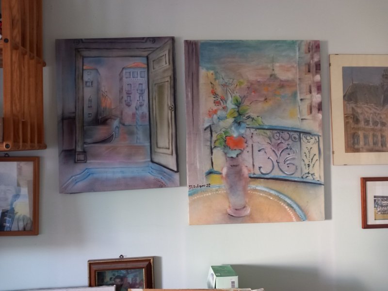 Additional view 4: Impressionism Cityscapes Painting Terrace in Paris by painter Davide Rodoquino ink canvas 