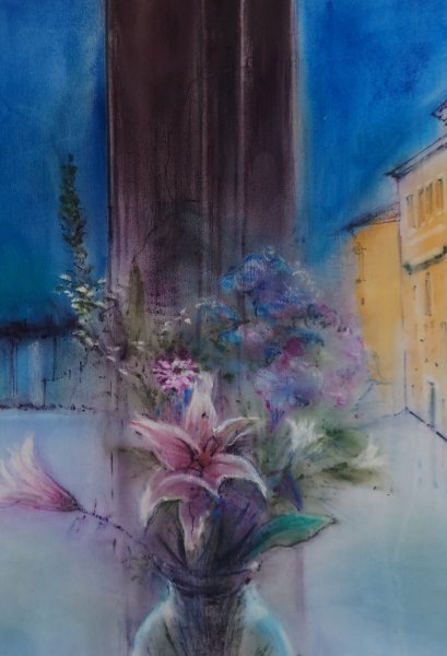Additional view 2: Impressionism Cityscapes Painting Evening quiet by painter Davide Rodoquino ink canvas 