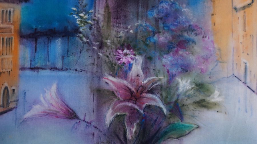 Additional view 5: Impressionism Cityscapes Painting Evening quiet by painter Davide Rodoquino ink canvas 