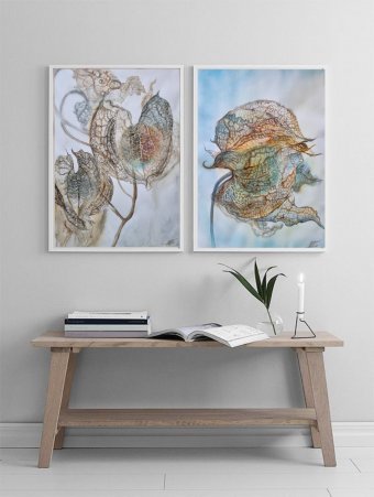 Живопись "Диптих Физалис", живописец Марина Бура акварель бумага в Jose Art Gallery