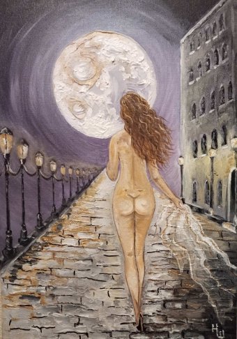 Painting "Margarita the window is open..." by painter Natali Shevale acrylic canvas at Jose Art Gallery