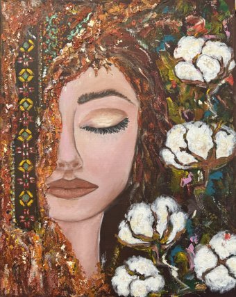 Painting "Indomitability. A woman in a Vyshyvanka" by painter Yaroslava Tishchenko acrylic canvas at Jose Art Gallery