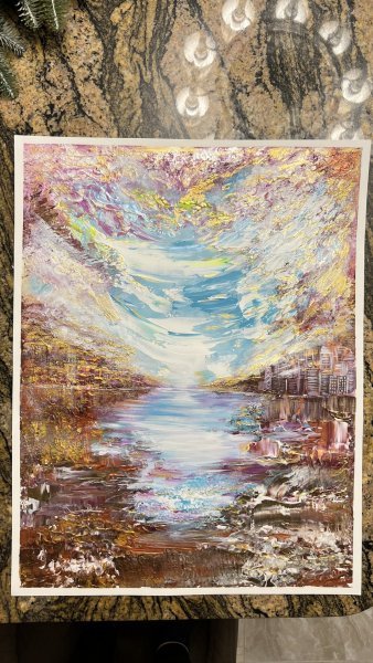 Additional view 1: Abstract Interior Drawing Dreams of Dawn by illustrator Asiya Ray acrylic paper 