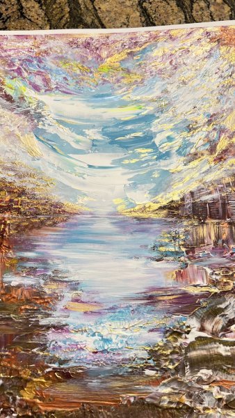 Additional view 2: Abstract Interior Drawing Dreams of Dawn by illustrator Asiya Ray acrylic paper 