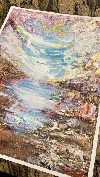 Additional view 4: Abstract Interior Drawing Dreams of Dawn by illustrator Asiya Ray acrylic paper 