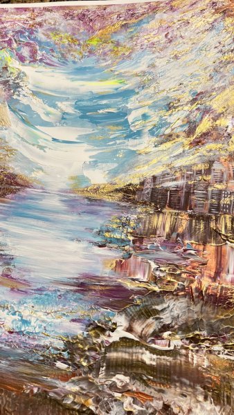 Additional view 6: Abstract Interior Drawing Dreams of Dawn by illustrator Asiya Ray acrylic paper 