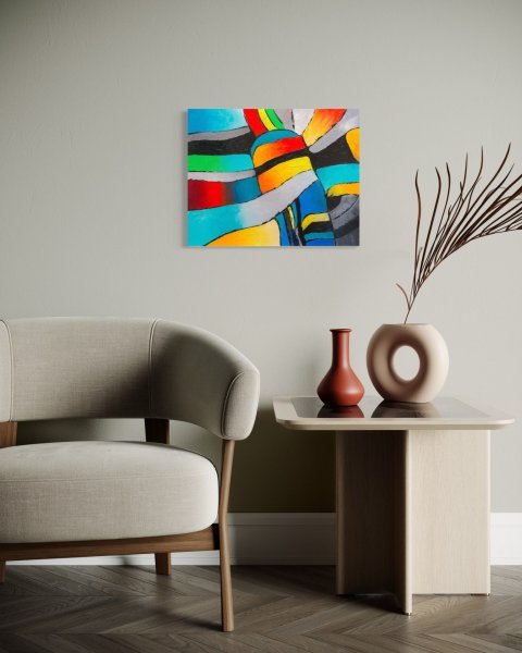 Additional view 4: Abstract Interior Painting COLOR FANTASY 3 by painter Liubov Kuptsova oil cardboard 