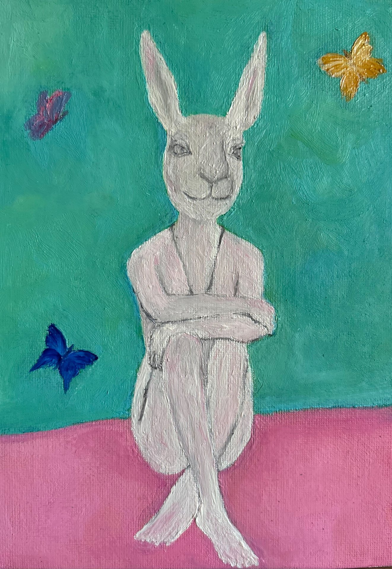 Lucky Rabbit Painting by Marina Gorbachova