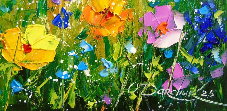 Wildflowers by the sea Painting by Olha Darchuk
