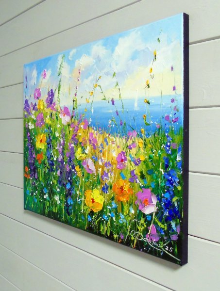 Wildflowers by the sea Painting by Olha Darchuk