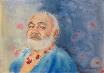 Painting "Sergey Parajanov" by painter Kostyantin Baranovich watercolor paper at Jose Art Gallery