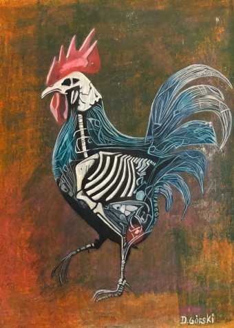 Painting "Cock" by painter Dariusz Górski acrylic paper at Jose Art Gallery