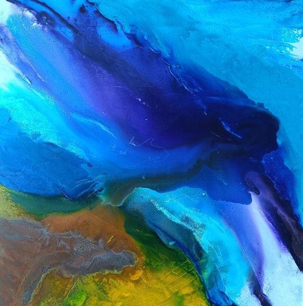 風景絵画　プリント　ocean blue dmacara Big Blue Painting by Davide De Luca - Jose Art Gallery
