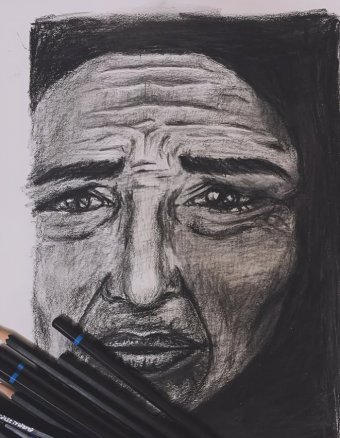 Grafica "Echi del tempo", illustratore Akshkindaartsy carbone carta alla Jose Art Gallery