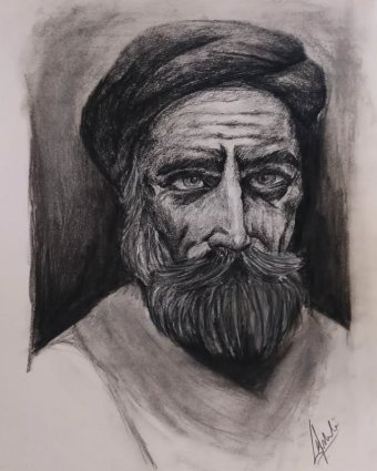 Grafica "Il patriota silenzioso", illustratore Akshkindaartsy carbone carta alla Jose Art Gallery