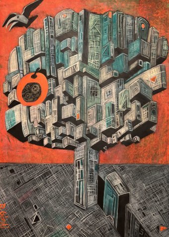 Painting "Tree: Structure and Space" by painter Dariusz Górski acrylic paper at Jose Art Gallery
