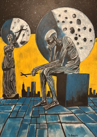 Painting "Between Light and Shadow" by painter Dariusz Górski acrylic paper at Jose Art Gallery