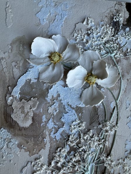 Additional view 5: Contemporary Art Landscape Painting White Anemones: Nature's Elegance by painter Olga Markova mixed method plaster 