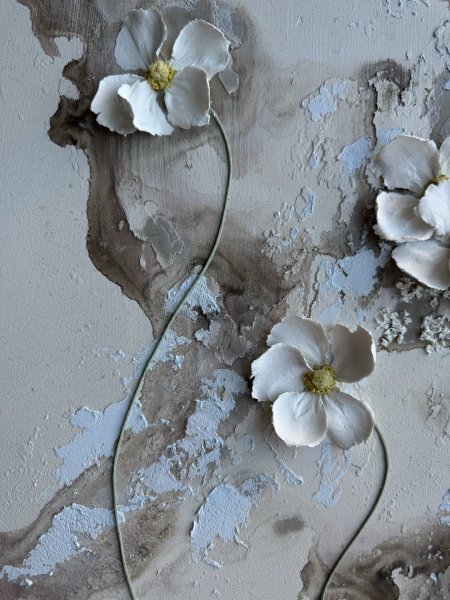 Additional view 6: Contemporary Art Landscape Painting White Anemones: Nature's Elegance by painter Olga Markova mixed method plaster 