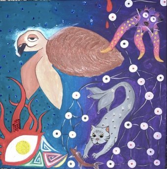 Painting "Secret of the Ocean: Surreal Incarnations" by painter Valdenk gouache canvas at Jose Art Gallery
