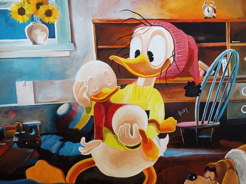 Imagen adicional 3: Posimpresionismo Paisaje urbano Pintura "Hora de dormir para niños", pintor Cof acuarela lienzo 