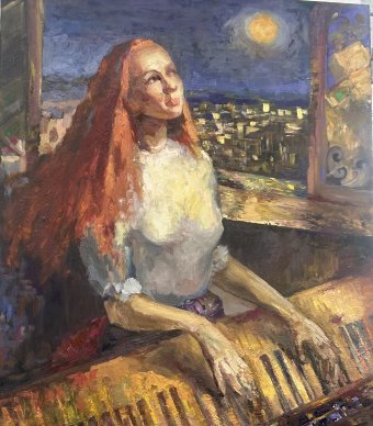 Painting "Moonlight Sonata" by painter Ecaterina Cazac oil canvas at Jose Art Gallery