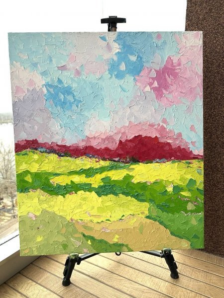 Дополнительное изображение 3: Импрессионизм Пейзаж Живопись "Мечтательный Ветер" живописец Людмила Рябкова масло холст 