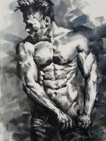 Painting "Courageous ideal" by painter Viktoria Lapteva acrylic canvas at Jose Art Gallery