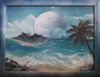 Painting "Surf" by painter RishkevychArt acrylic cardboard at Jose Art Gallery