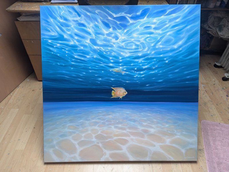 Additional view 1: Modern Marine Art Painting Under Sea Rebel by painter Gill Bustamante oil canvas 