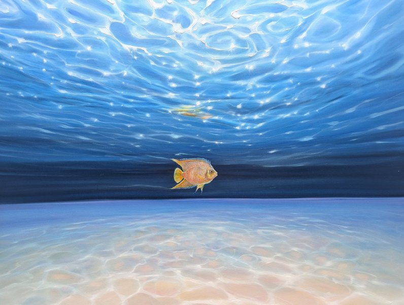 Additional view 2: Modern Marine Art Painting Under Sea Rebel by painter Gill Bustamante oil canvas 