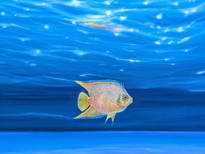 Additional view 3: Modern Marine Art Painting Under Sea Rebel by painter Gill Bustamante oil canvas 