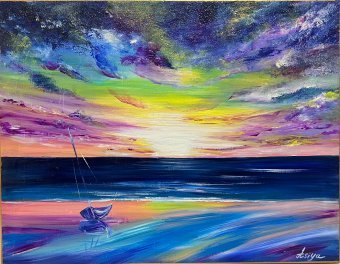 Графика "Тишина Рассвета", иллюстратор Asiya Ray акрил холст в Jose Art Gallery