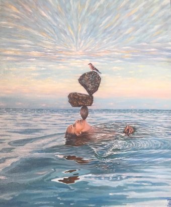 Painting "Balance of mental equilibrium" by painter Tamara Shemiakina oil canvas at Jose Art Gallery
