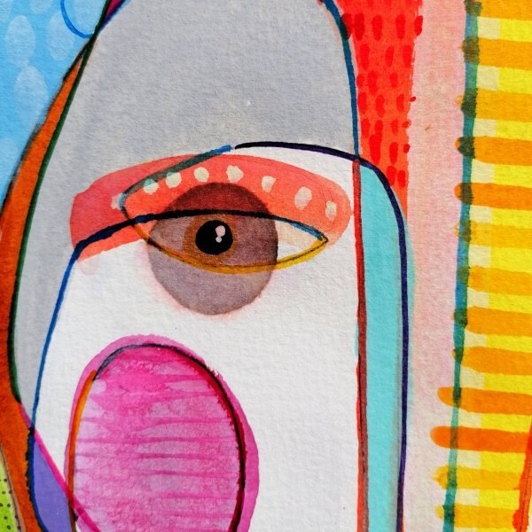 Additional view 2: Surrealism Portrait Drawing BUDDHANA OCCIDENTALE 30.01.202 by illustrator Emanuele Bevilacqua ink paper 