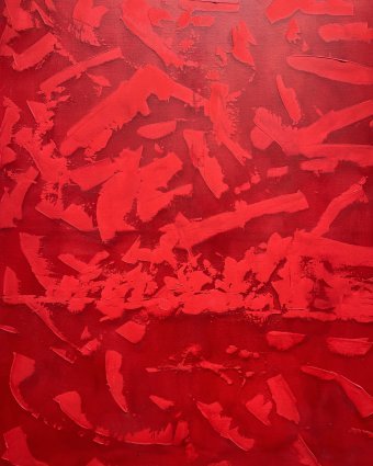 Painting "Abstract Red Power" by painter Nataliia Zevaikina oil canvas at Jose Art Gallery