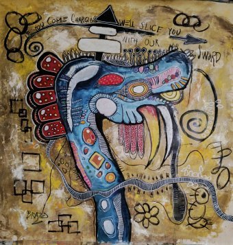 Painting "Devils" by painter Brazo watercolor canvas at Jose Art Gallery