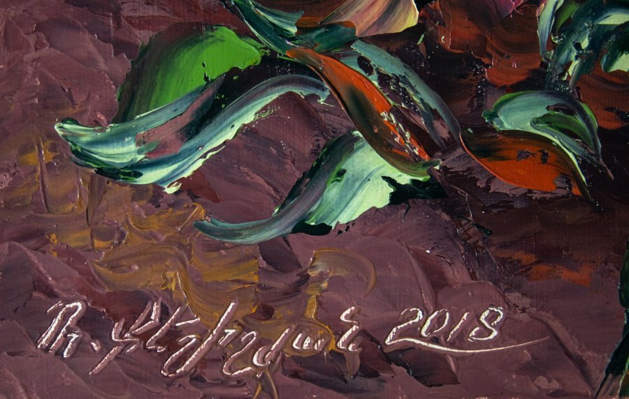 Дополнительное изображение 2: Импрессионизм Цветочный Живопись "Цветы" живописец Mher Gevorgyan масло холст 