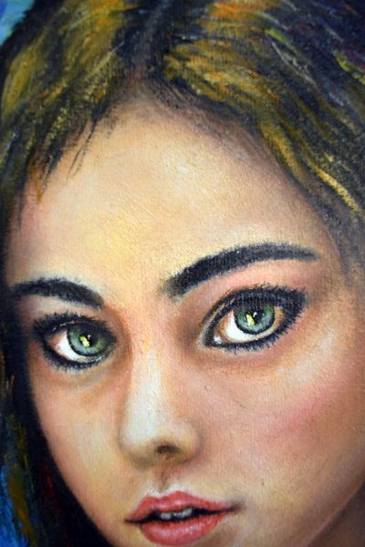 Additional view 2: Impressionism Portrait Painting Girl with a candle by painter Victor Ovcharenco oil fabric 