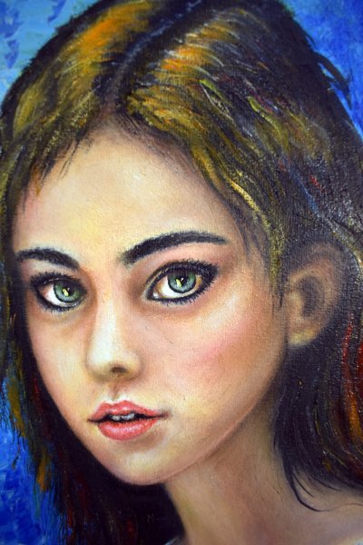 Additional view 4: Impressionism Portrait Painting Girl with a candle by painter Victor Ovcharenco oil fabric 