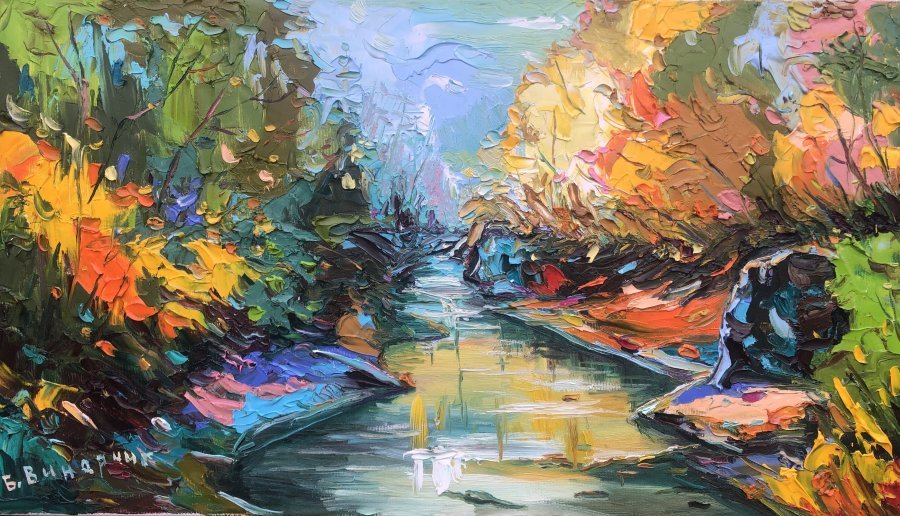 Autumn river Painting by Bohdan Vynarchyk - Jose Art Gallery